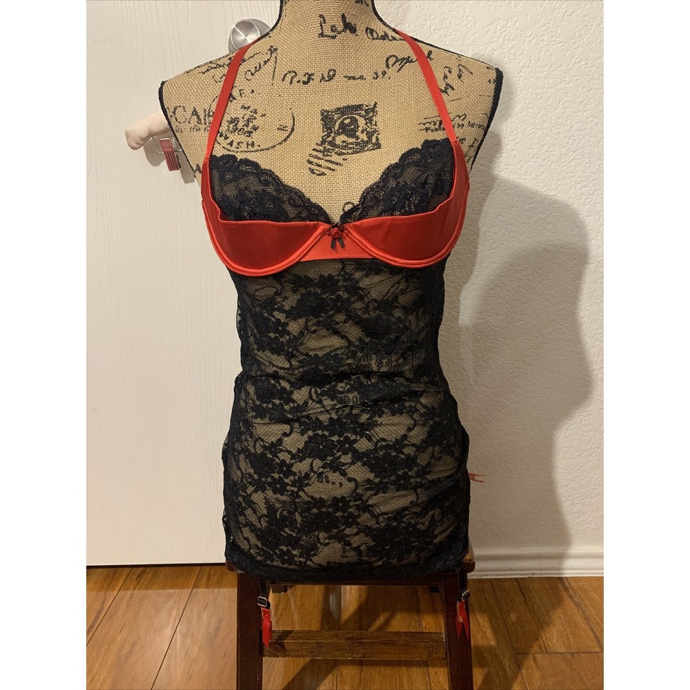 victoria secret 34C sexy cami babydoll garter attachment floral pattern nwot